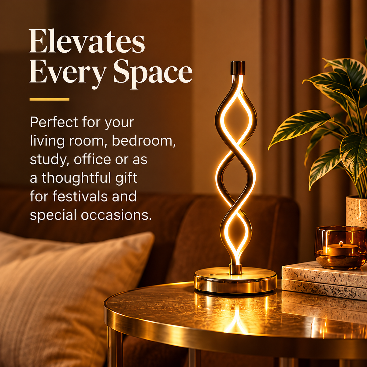 Infinity Twist LED Table Lamp – Warm Gold