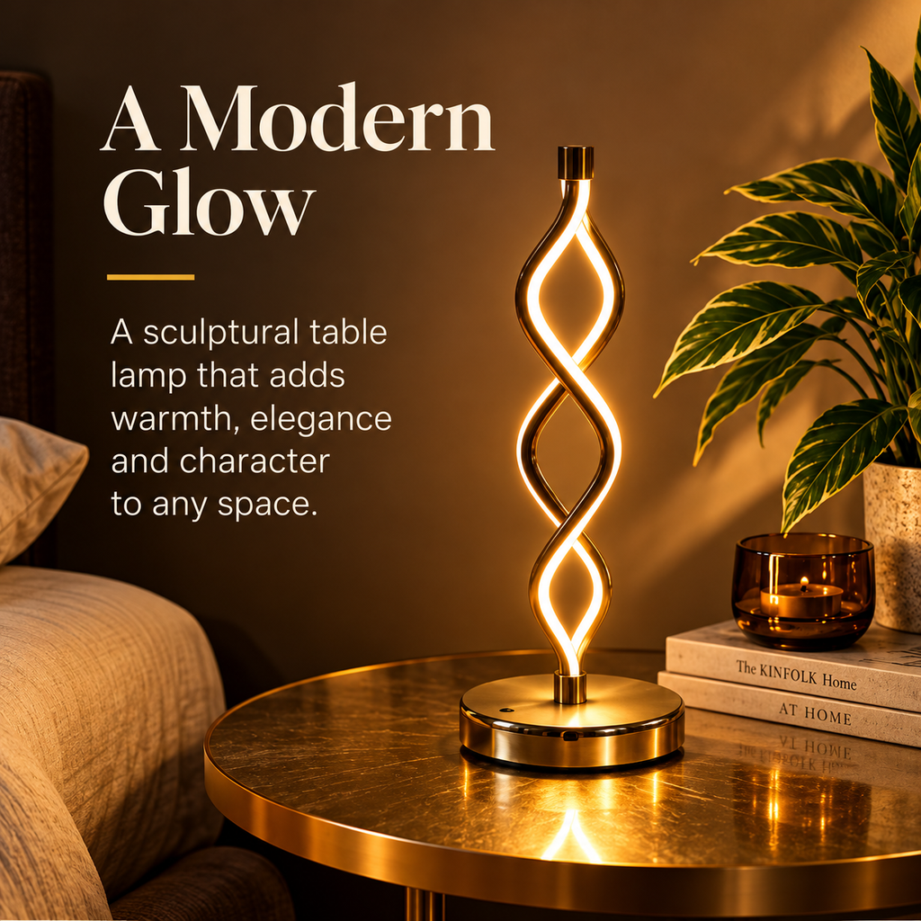 Infinity Twist LED Table Lamp – Warm Gold