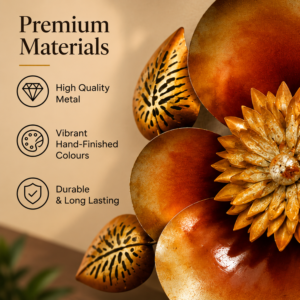 Amber Bloom Floral Metal Wall Art