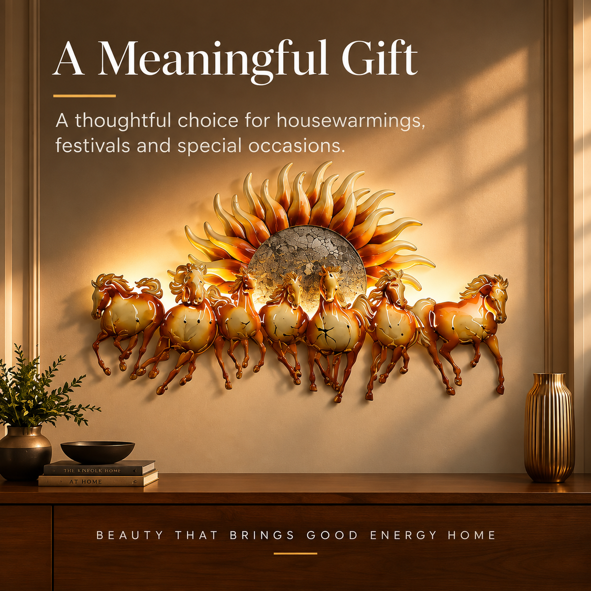 Seven Horses Sunburst Wall Décor