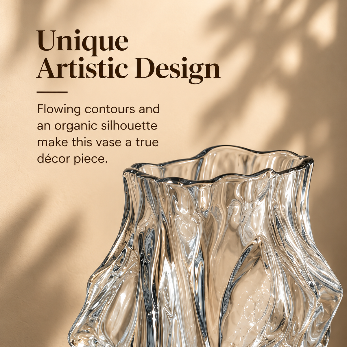Sculpted Clear Glass Vase – Artistic Flow Design