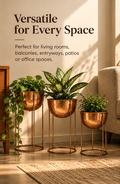 Set of 3 Elevated Planters with Stands – Warm Metallic Finish