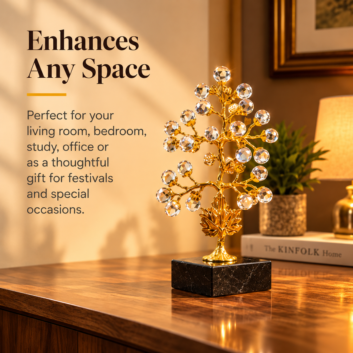 Crystal Tree Décor Showpiece – Gold Finish
