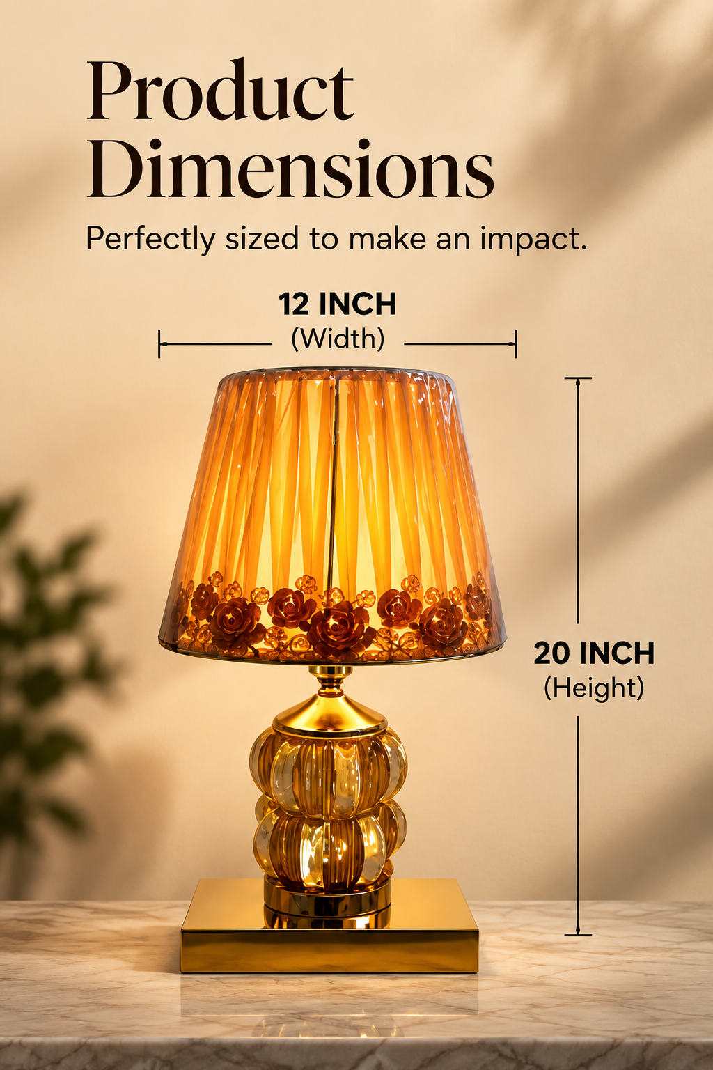 Golden Rose Crystal Table Lamp