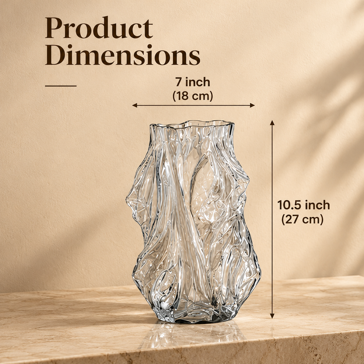 Sculpted Clear Glass Vase – Artistic Flow Design