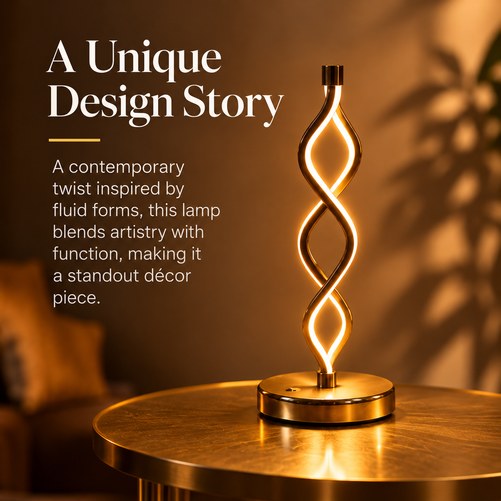 Infinity Twist LED Table Lamp – Warm Gold