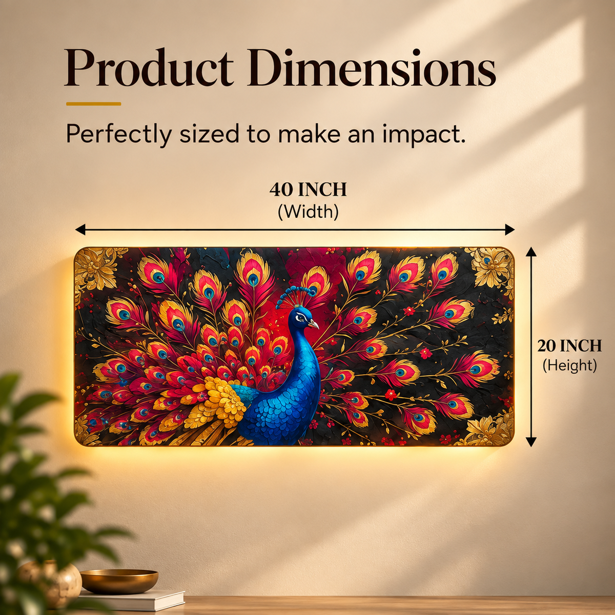 Mayura Radiance Illuminated Peacock Wall Art