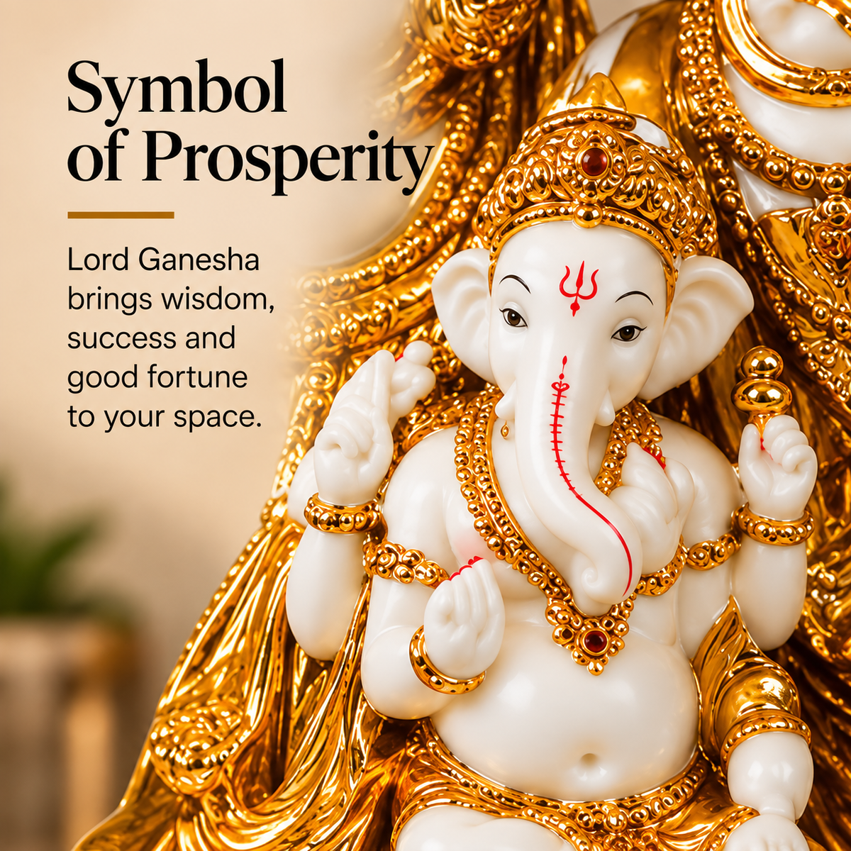 Shiv Parvati Ganesha Divine Family Idol – Gold & White