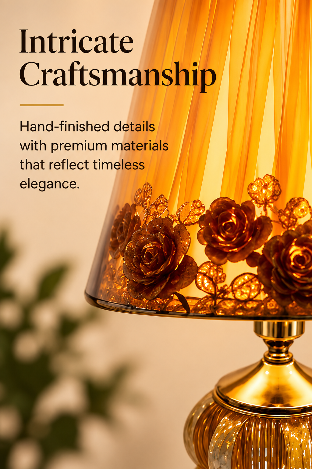 Golden Rose Crystal Table Lamp