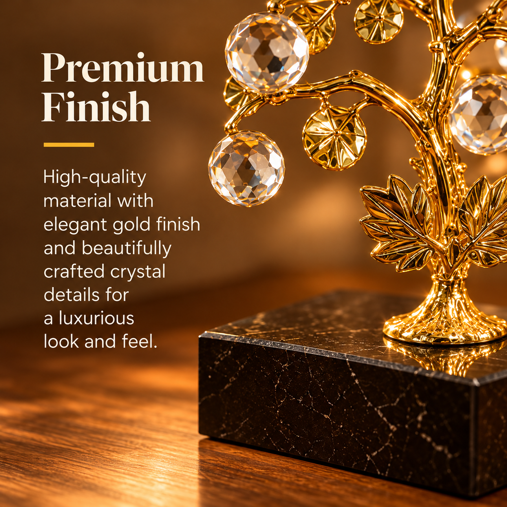 Crystal Tree Décor Showpiece – Gold Finish