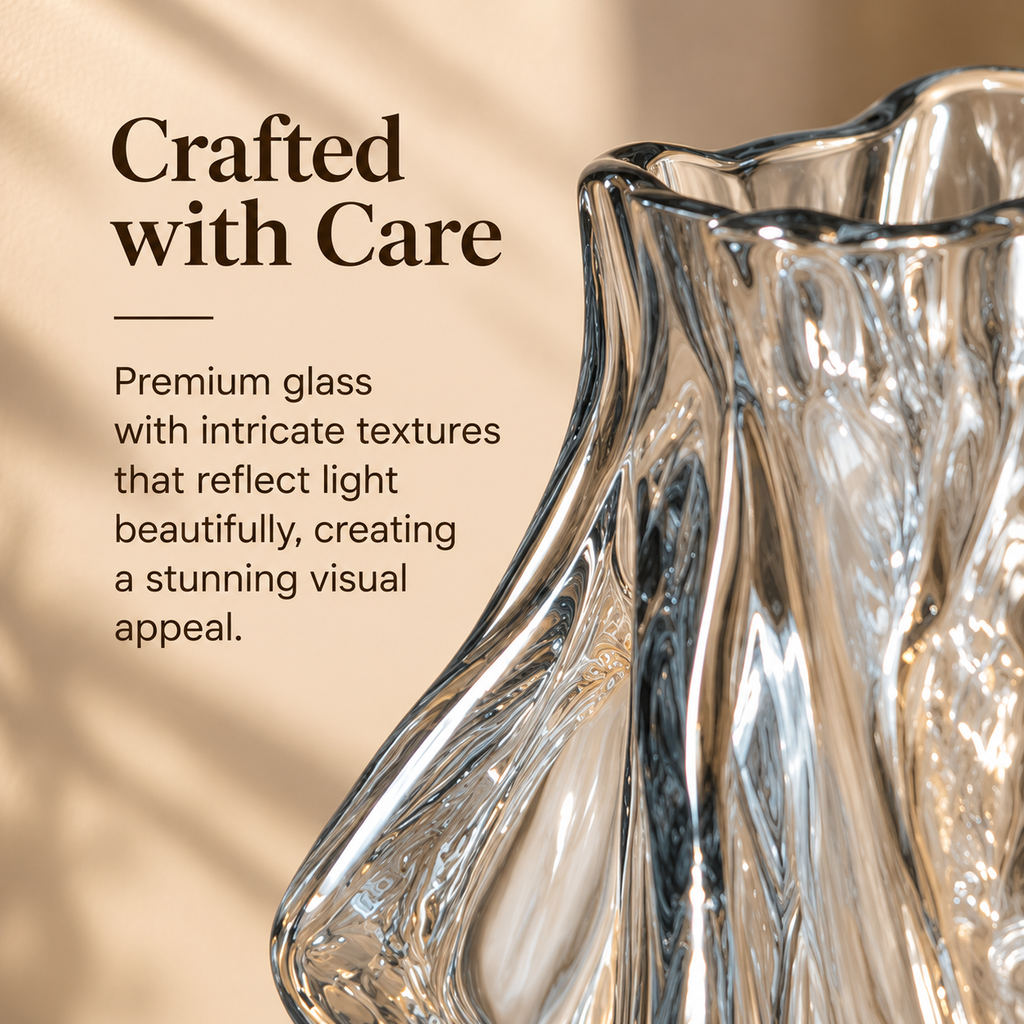 Sculpted Clear Glass Vase – Artistic Flow Design