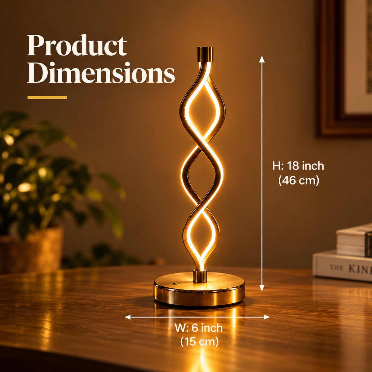 Infinity Twist LED Table Lamp – Warm Gold