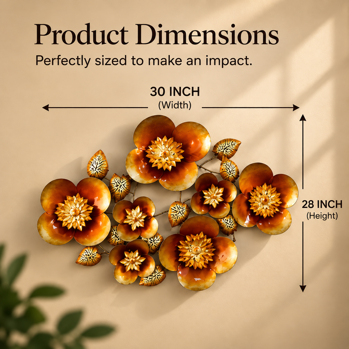 Amber Bloom Floral Metal Wall Art