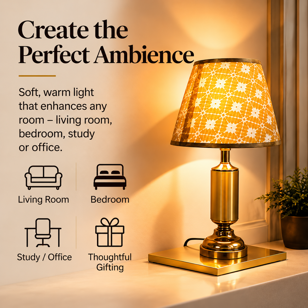 Golden Aura Patterned Table Lamp