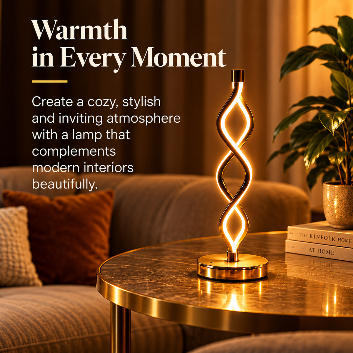 Infinity Twist LED Table Lamp – Warm Gold