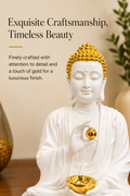 Serenity Buddha Blessing Idol – White & Gold