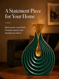 Emerald Droplet Sculptural Vase – Green & Gold