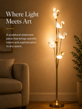 Sculptural Bloom Floor Lamp – Gold & Frosted White