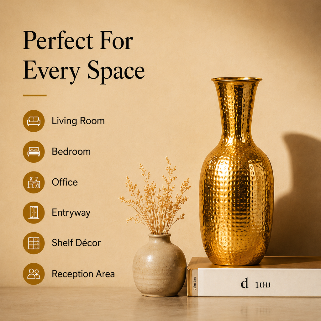 Regal Hammered Gold Decorative Vase – 16 Inch