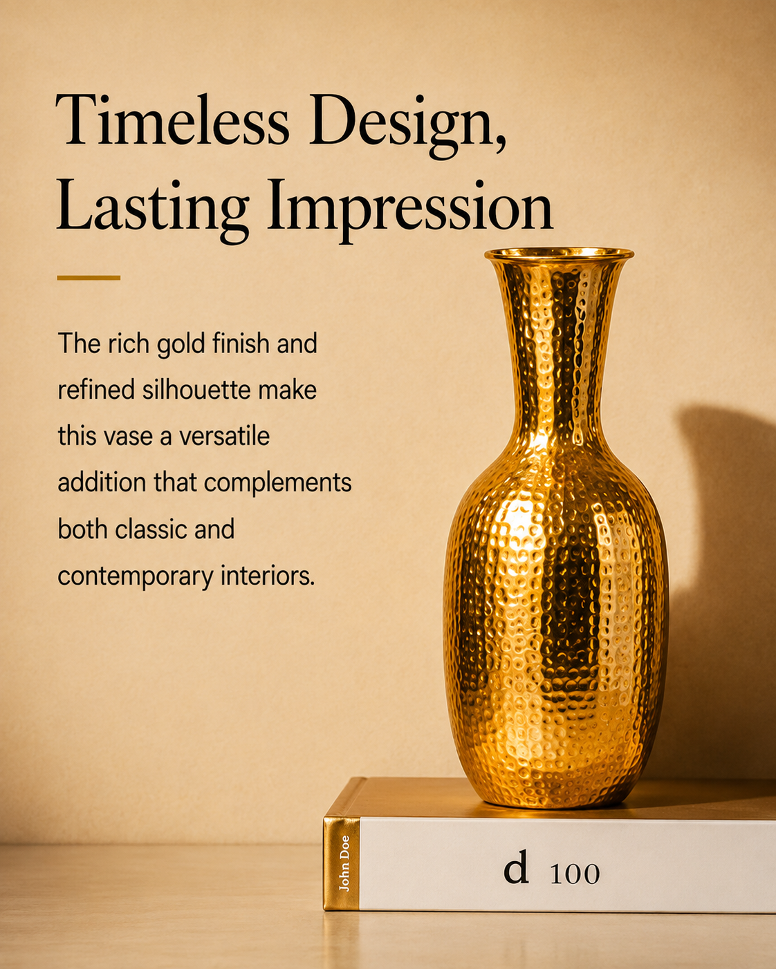 Regal Hammered Gold Decorative Vase – 16 Inch