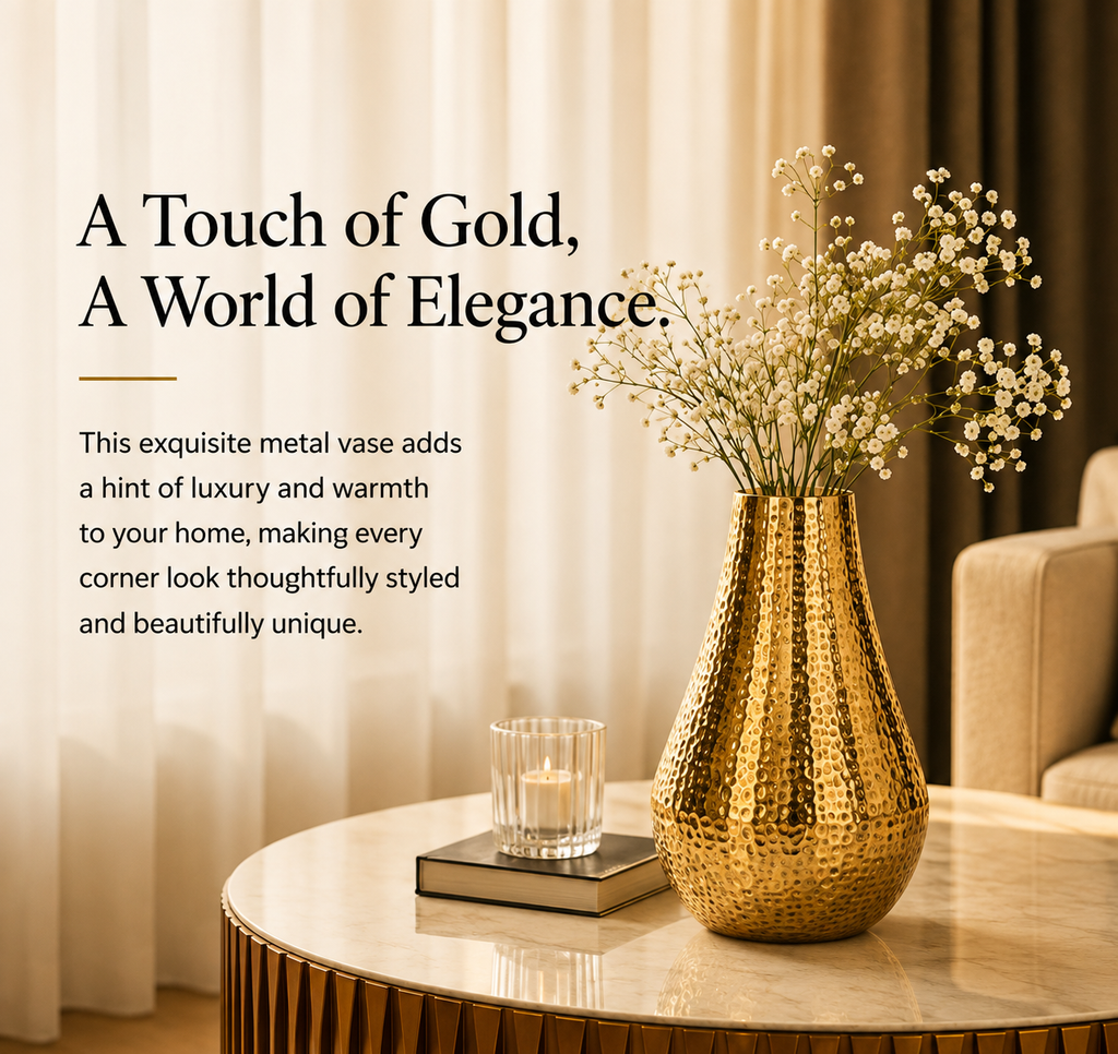 Aurelia Hammered Gold Vase – 13 Inch