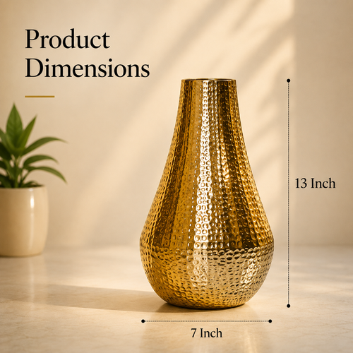 Aurelia Hammered Gold Vase – 13 Inch