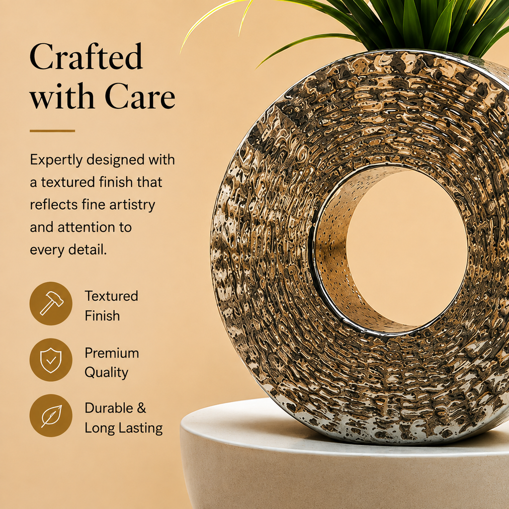 Aurelia Textured Ring Vase – 10 Inch