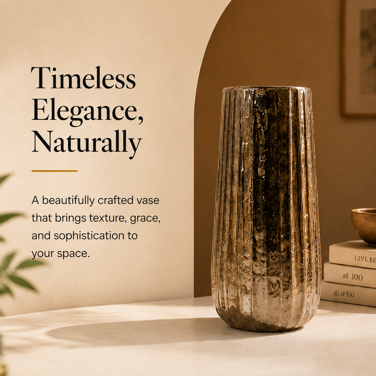 Aurelia Textured Bronze Vase – 13 Inch