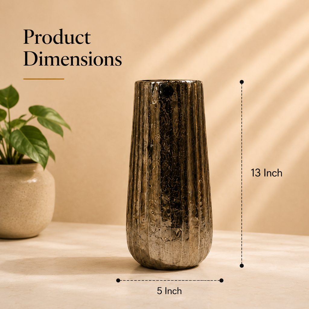 Aurelia Textured Bronze Vase – 13 Inch