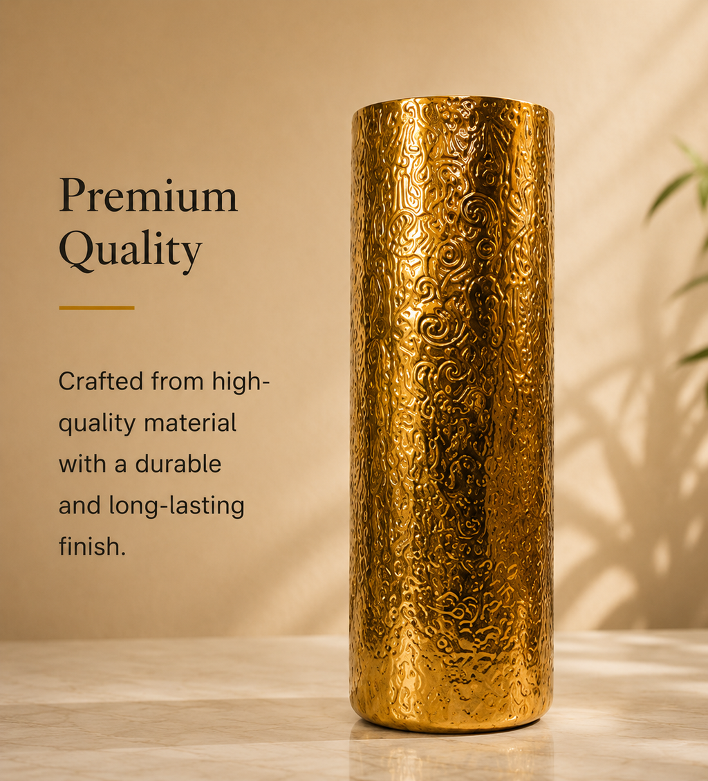 Aureus Embossed Gold Floor Vase – 40 Inch