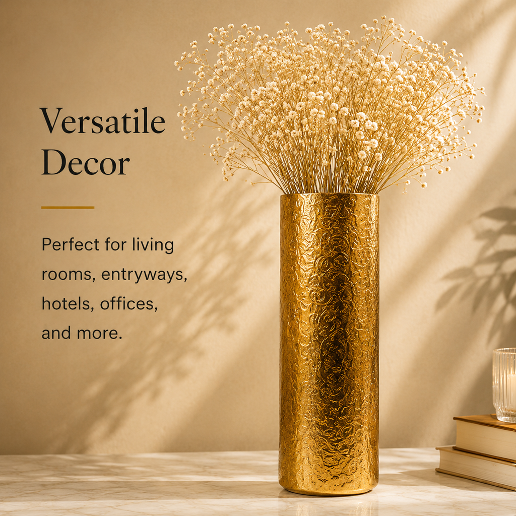 Aureus Embossed Gold Floor Vase – 40 Inch