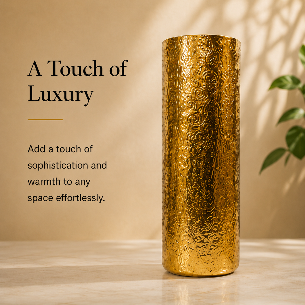 Aureus Embossed Gold Floor Vase – 40 Inch