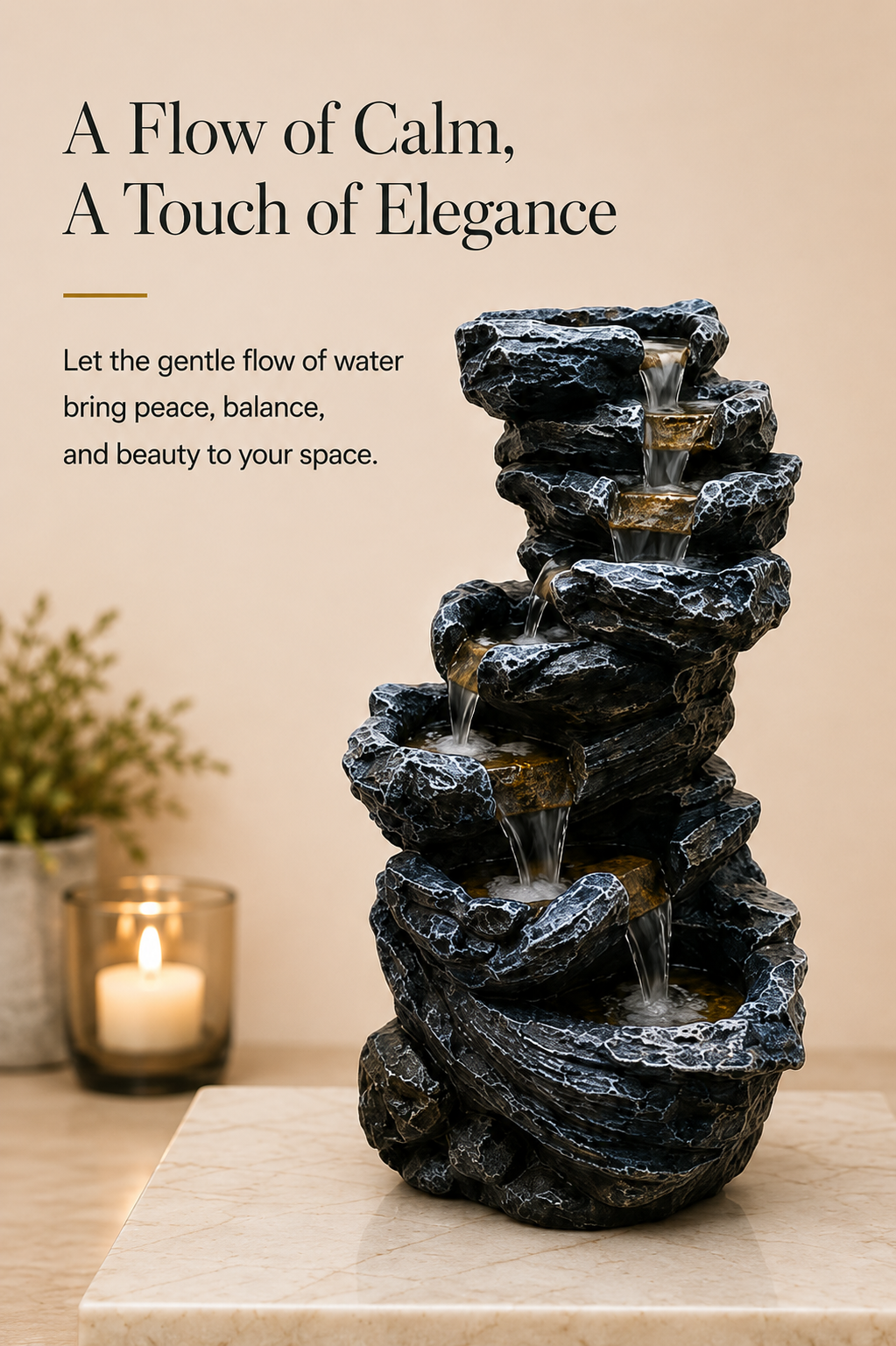 Cascade Rock Decorative Water Fountain – 38 Inch