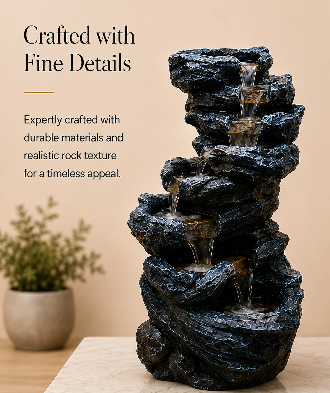 Cascade Rock Decorative Water Fountain – 38 Inch