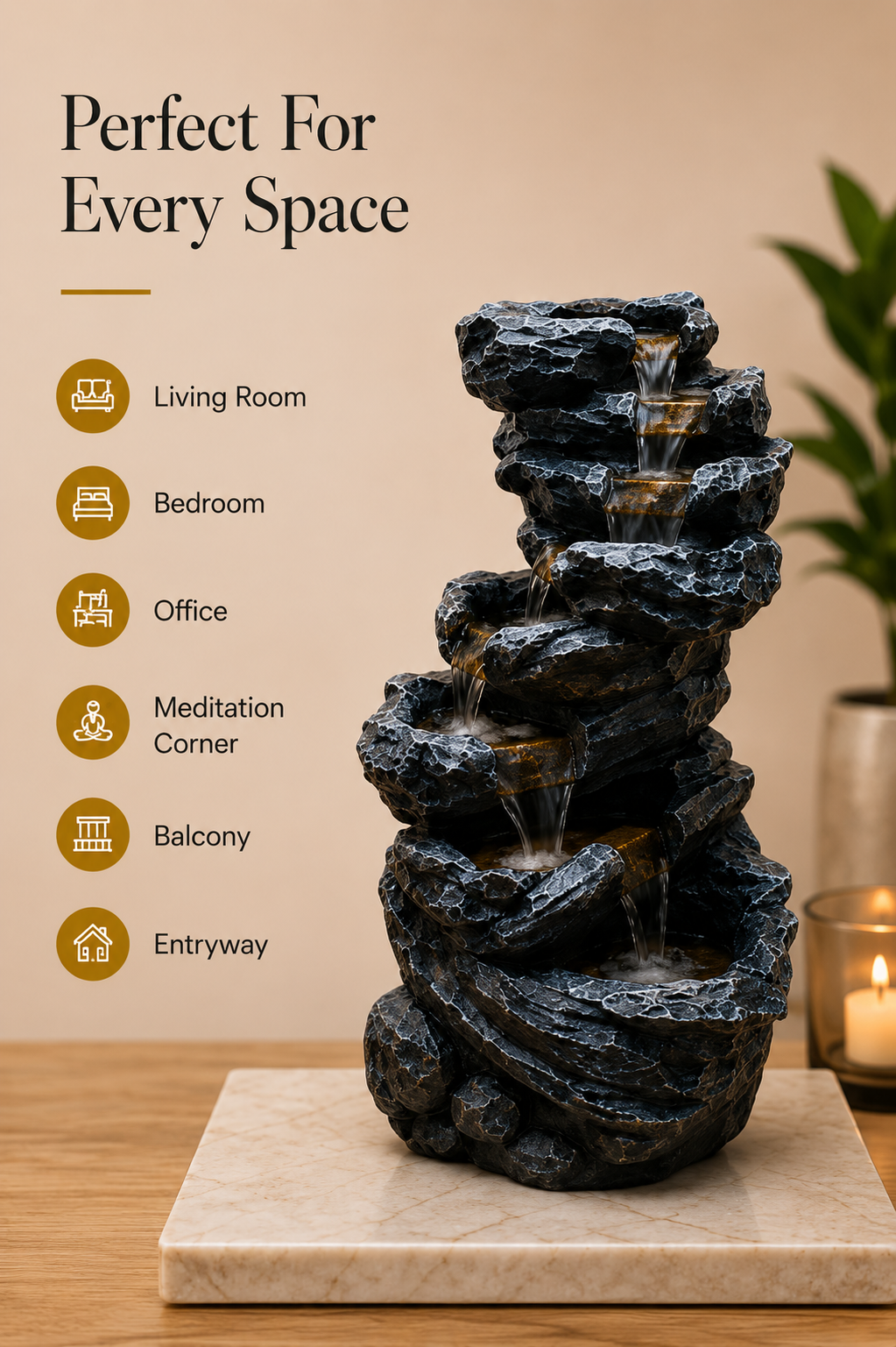 Cascade Rock Decorative Water Fountain – 38 Inch