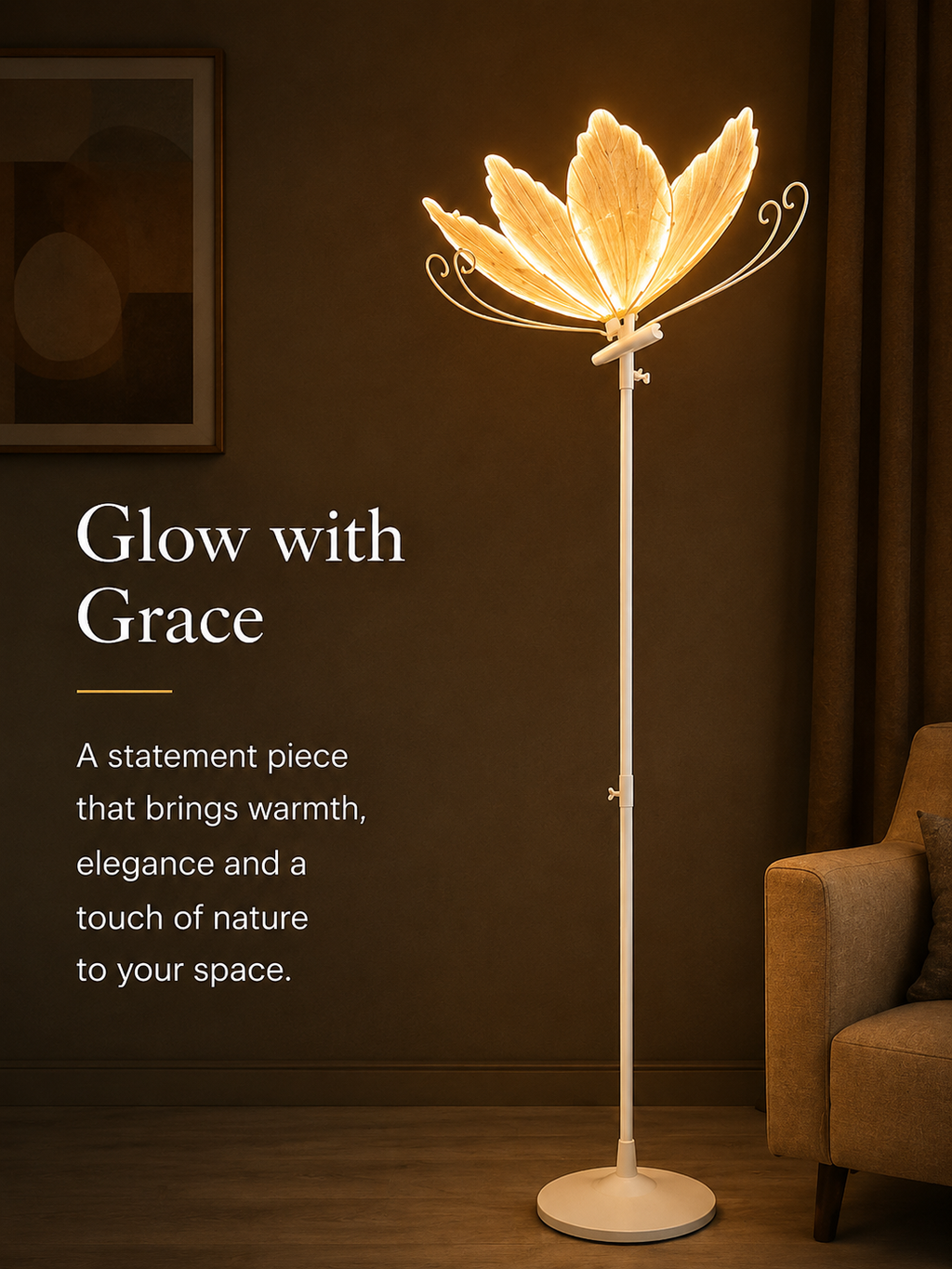 Floral Petal Floor Lamp with Warm Ambient Light | Decorative White Standing Lamp