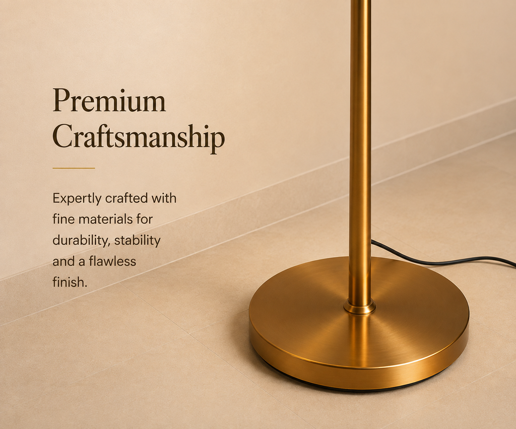 Golden Bird Floor Lamp with Warm LED Lights | Decorative Metal Standing Lamp