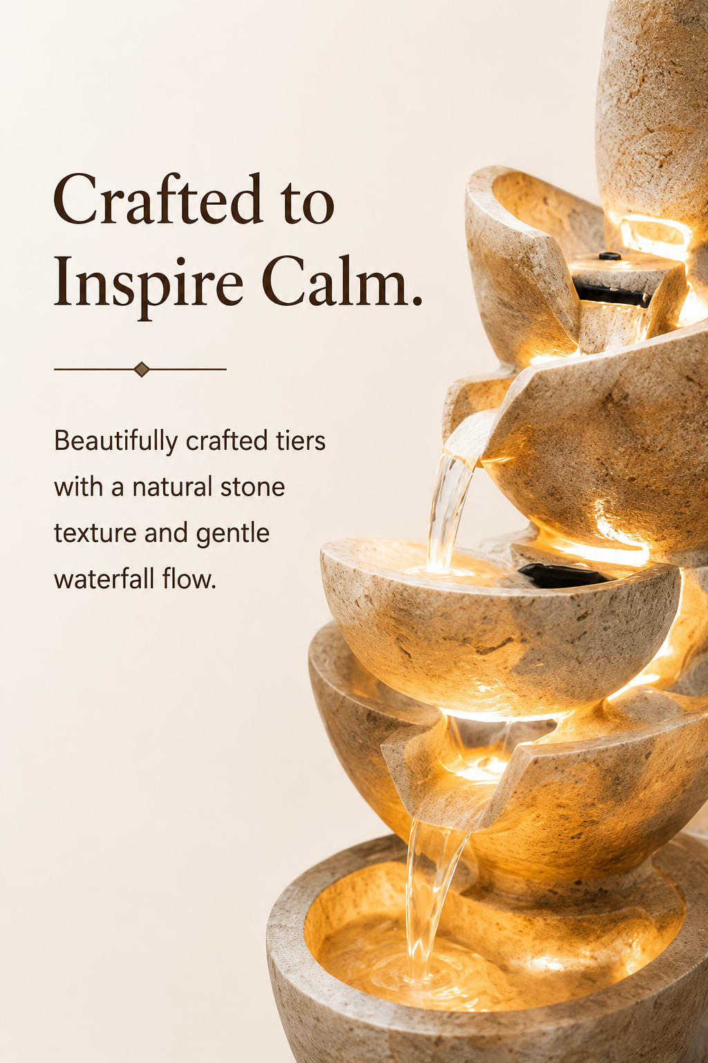 LED Cascading Tabletop Water Fountain – Zen Indoor Relaxation Fountain with Warm Light