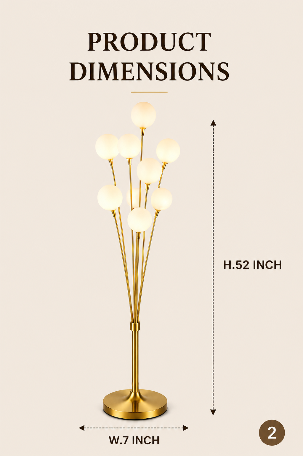 Modern 9-Light Gold Globe Floor Lamp – Contemporary LED Standing Lamp