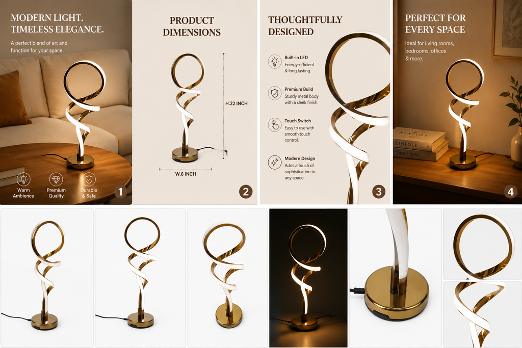 Modern Spiral LED Table Lamp – Minimalist Decorative Desk & Bedside Light