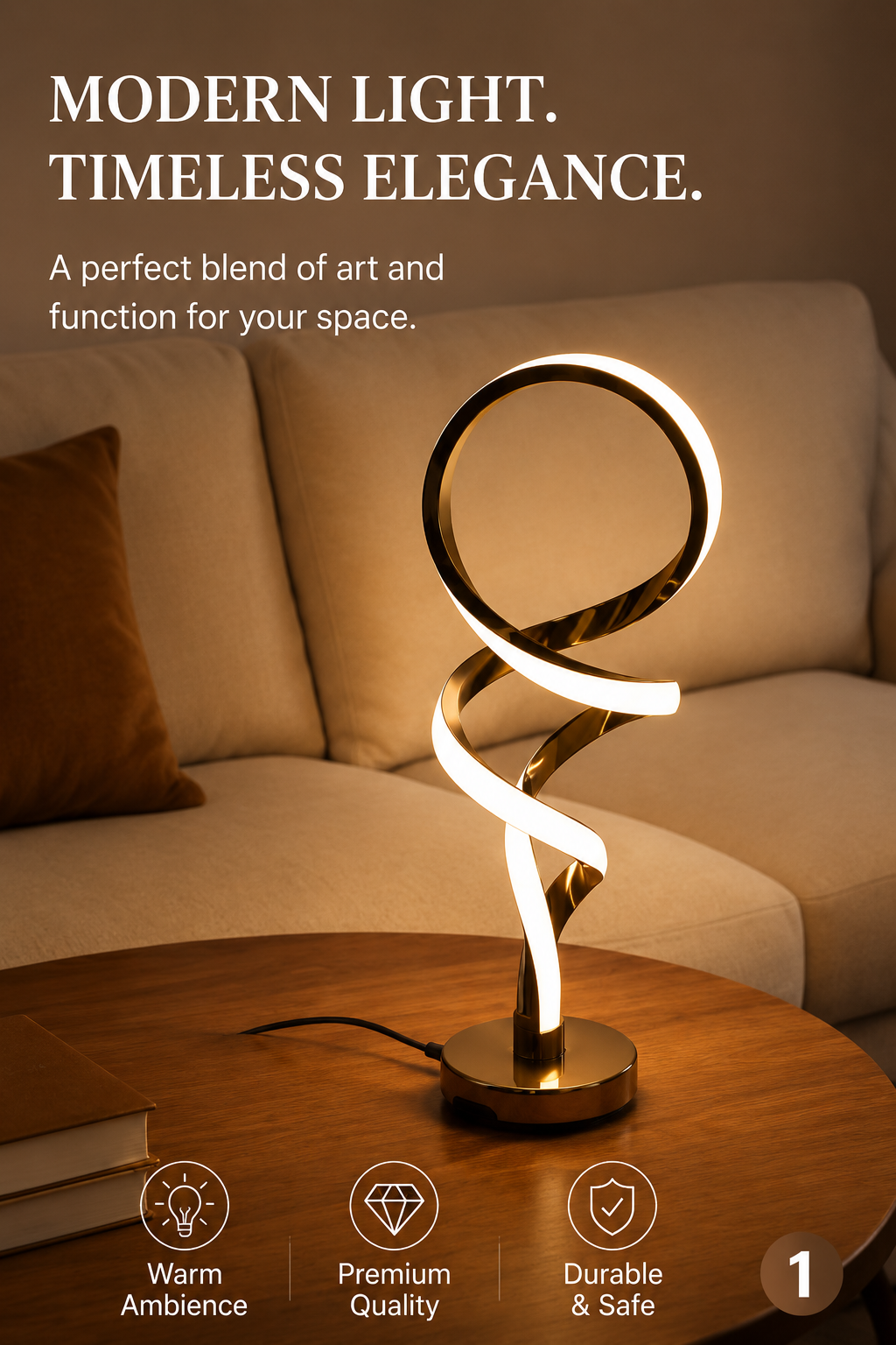 Modern Spiral LED Table Lamp – Minimalist Decorative Desk & Bedside Light