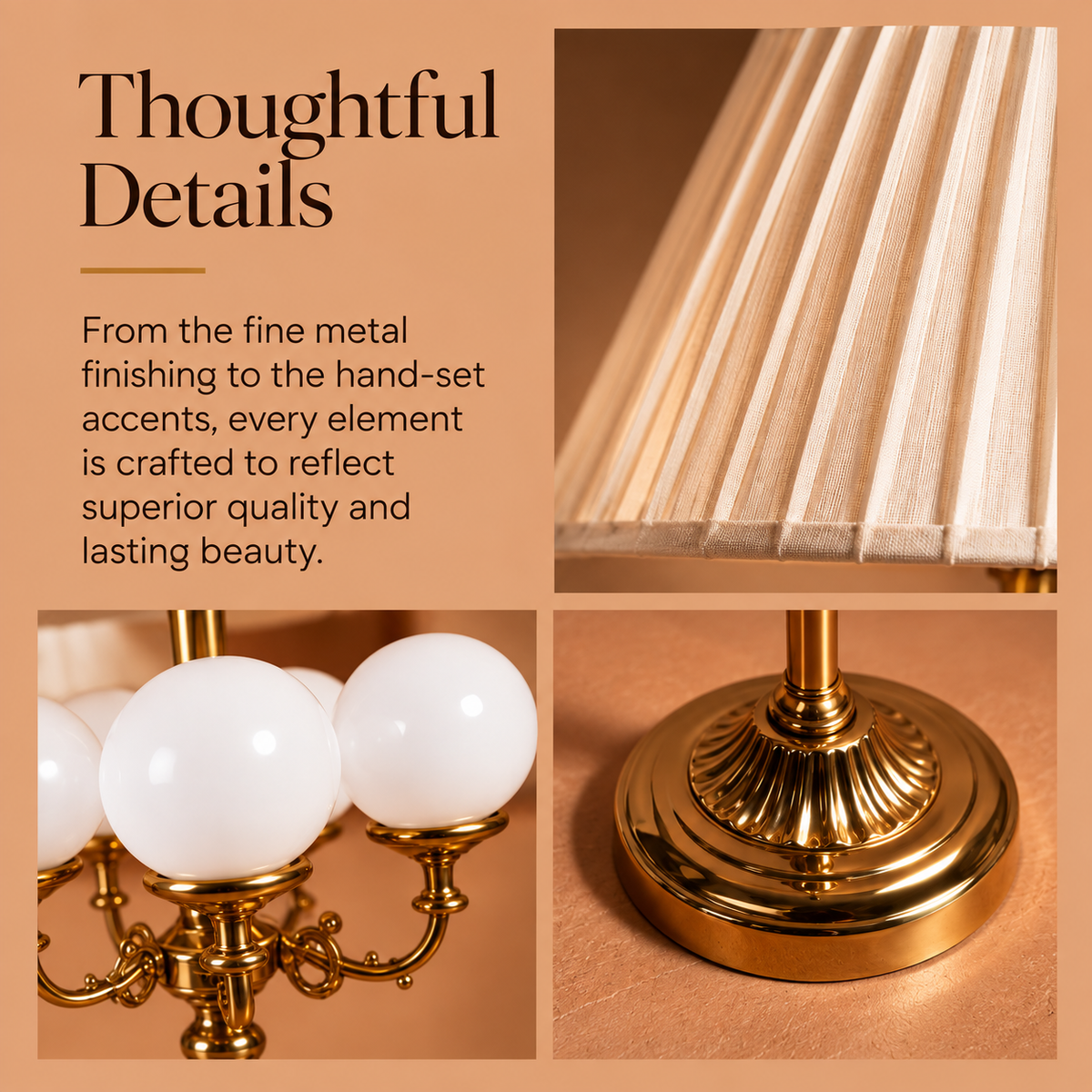 Vintage Globe Floor Lamp with Pleated Shade