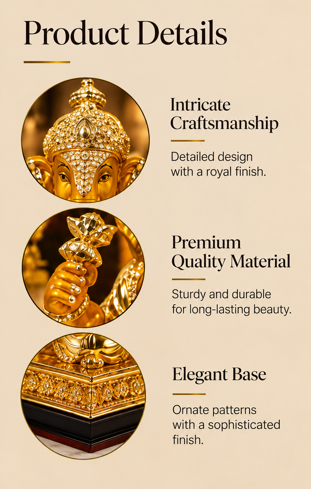 Divya Shree Gold-Toned Ganesha Idol