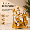 Shiv Parvati Ganesha Divine Family Idol – Gold & White