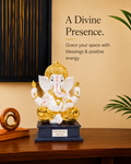 Divine Ganesha Gold & Ivory Idol with Mantra Base