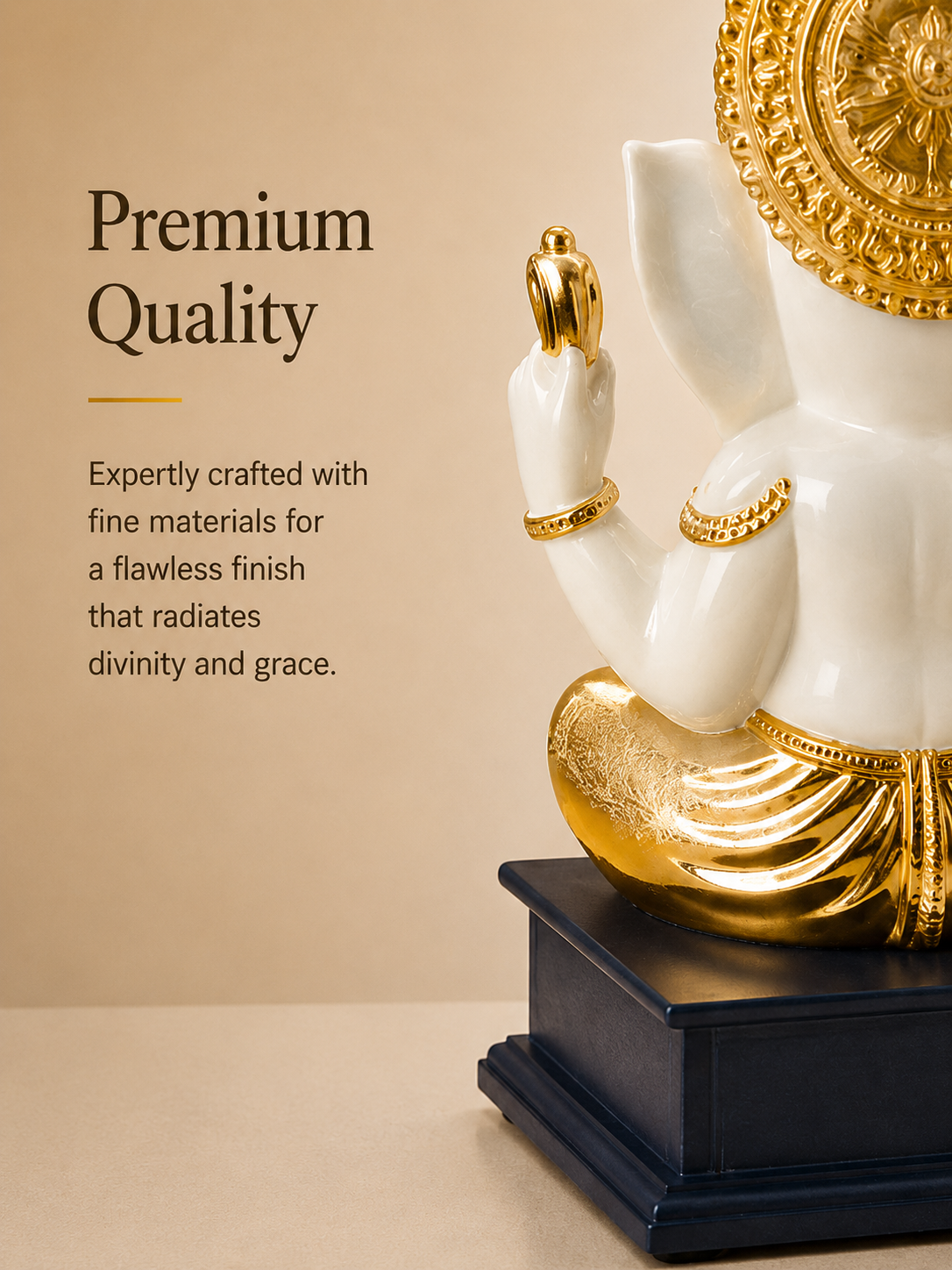 Divine Ganesha Gold & Ivory Idol with Mantra Base
