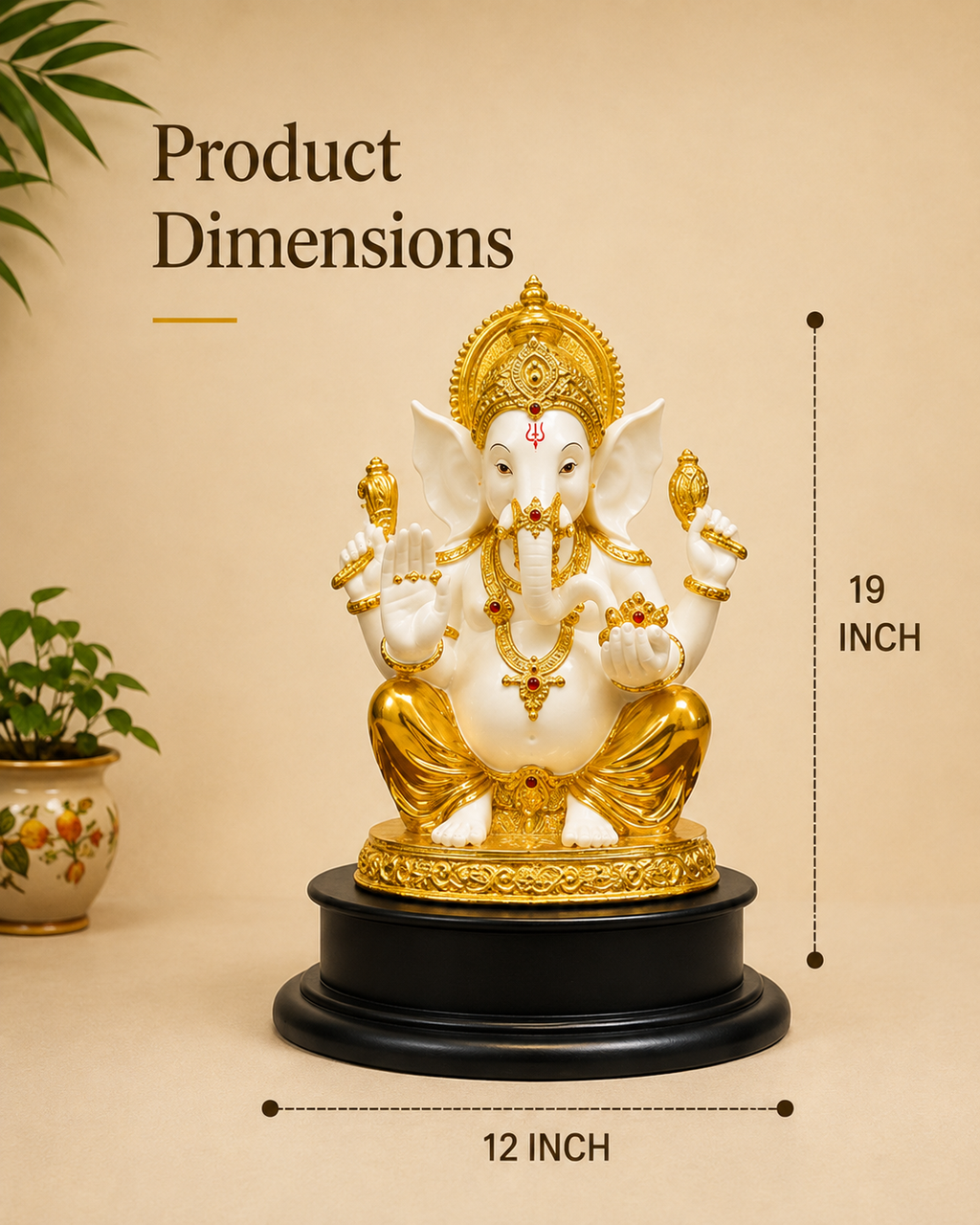Divine Ganesha Gold & Ivory Idol