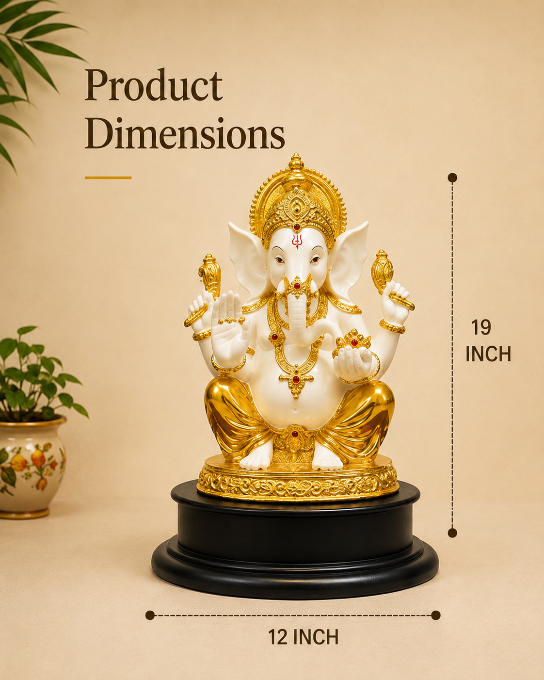 Divine Ganesha Gold & Ivory Idol