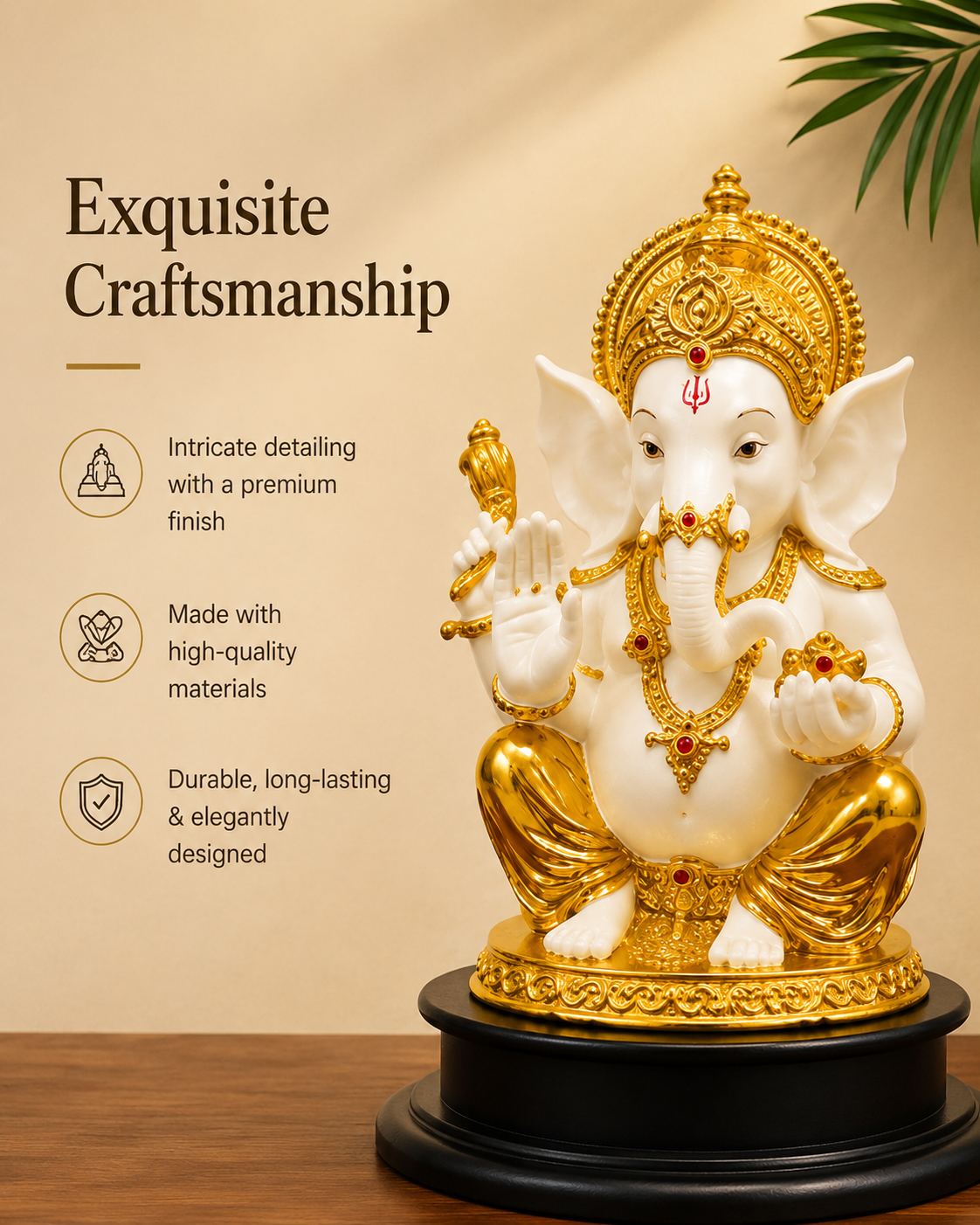 Divine Ganesha Gold & Ivory Idol