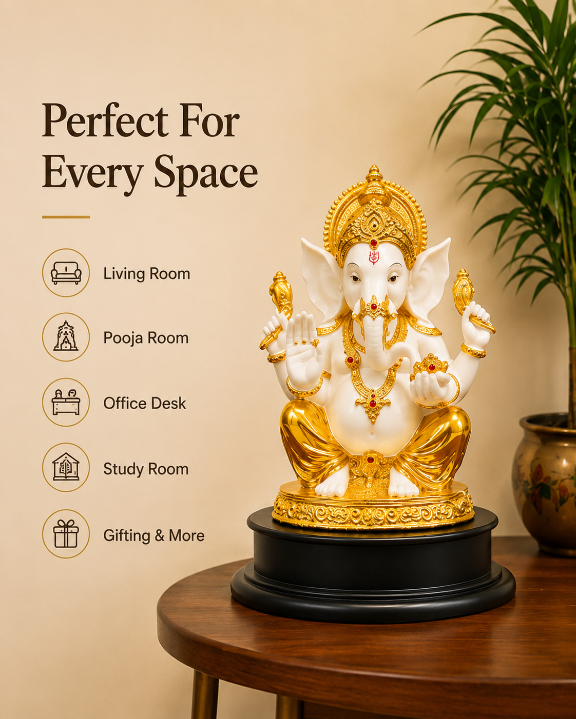 Divine Ganesha Gold & Ivory Idol